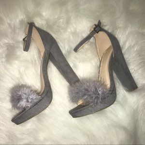 Grey Block Heels